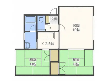 ハイツ井元II(2LDK/1階)の間取り写真