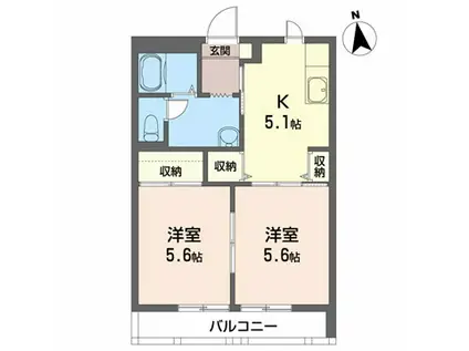 ヴィラ アルツト(2DK/2階)の間取り写真