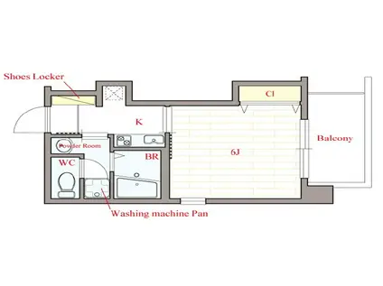 IDEOS(1K/8階)の間取り写真
