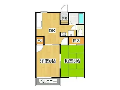 サンコートハイツB棟(2DK/2階)の間取り写真