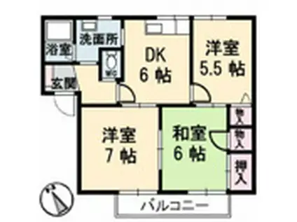 エスポワールA・B・C(3DK/1階)の間取り写真