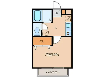 コーポウィーンズB棟(1K/2階)の間取り写真