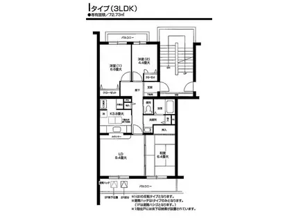 オクトス市ヶ尾2号棟(3LDK/1階)の間取り写真