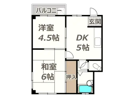 グリーンコーポラス若松(2DK/1階)の間取り写真