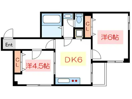 プリオール平野(2DK/5階)の間取り写真