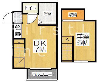 ファミリエ桂(1DK/2階)の間取り写真
