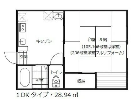 ラフォーレ(1DK/2階)の間取り写真