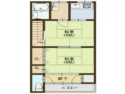 庄内幸町2丁目神吉文化(2K/2階)の間取り写真