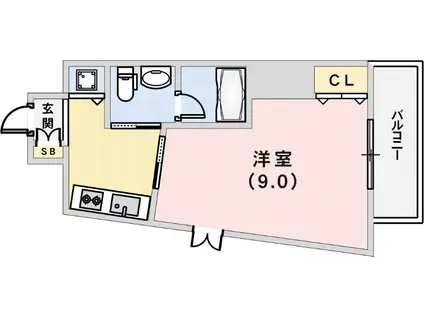 ビエント花隈VIENTOHANAKUMA(1K/5階)の間取り写真