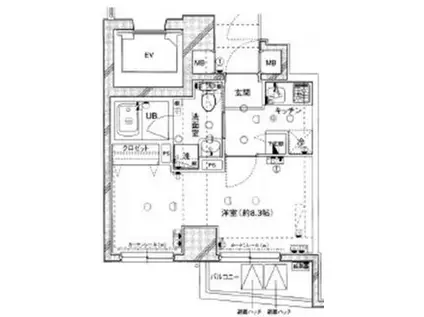 エルニシア上野ノースイースト(1K/1階)の間取り写真