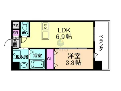 第17千里ハイツ(1DK/4階)の間取り写真