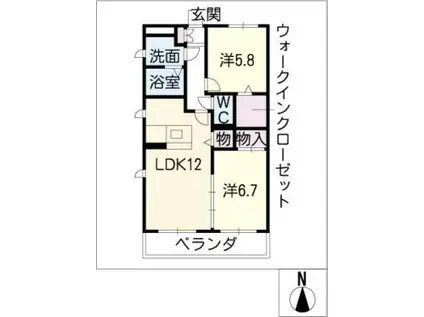 MAST TOWN 南の杜(2LDK/1階)の間取り写真
