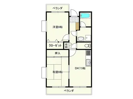 サンフラワーII(2DK/3階)の間取り写真