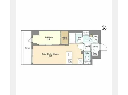 AIFLAT品川戸越パークサイド(1LDK/1階)の間取り写真