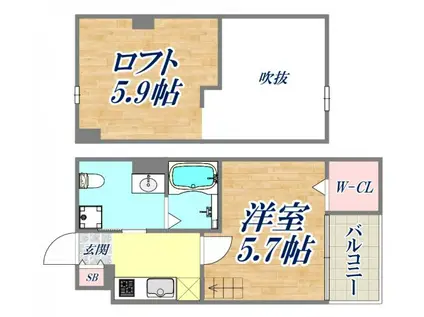 アクアレスト神戸西(1K/1階)の間取り写真