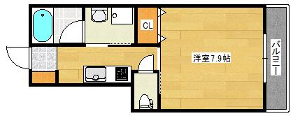 RIDERE己斐中(1K/1階)の間取り写真