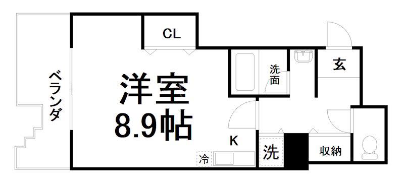ビレイユ眞英DEUX(1K/2階)の間取り写真