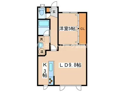 さくらハイツ(1LDK/2階)の間取り写真