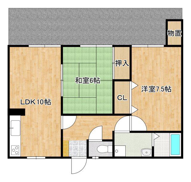 リアルエステートイン中須(2LDK/1階)の間取り写真