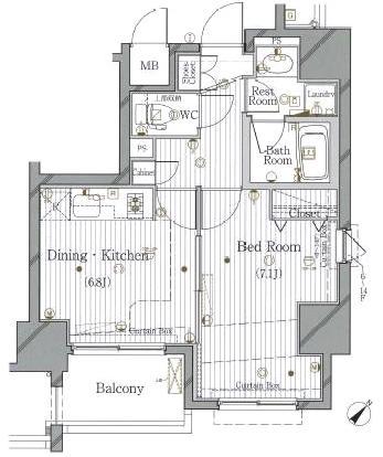 ル・リオン池袋コンフォート(1DK/6階)の間取り写真