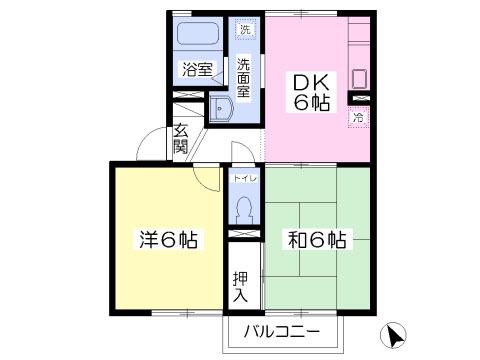 リバーサイド・アイルC(2DK/2階)の間取り写真