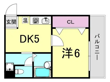 クレセール阿波座(1DK/2階)の間取り写真