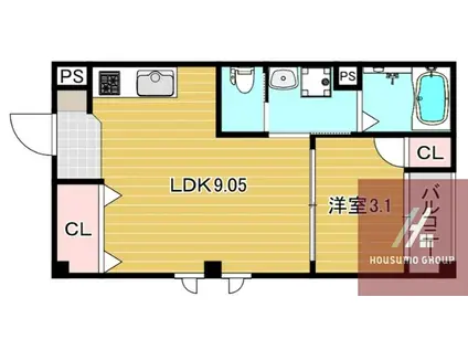 ACHT HIK RESIDENCE 南住吉(1LDK/3階)の間取り写真