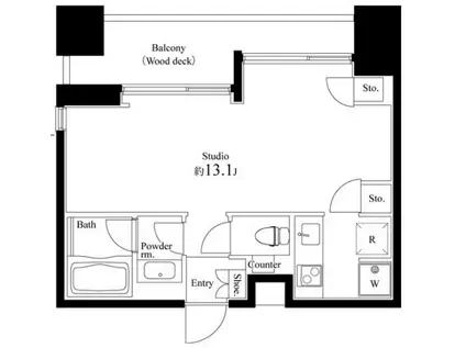 スクエアガーデン池袋(1K/3階)の間取り写真