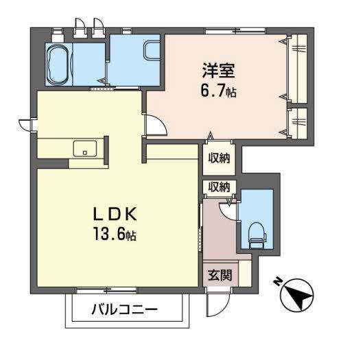 シャーメゾンアルファ I(1LDK/1階)の間取り写真
