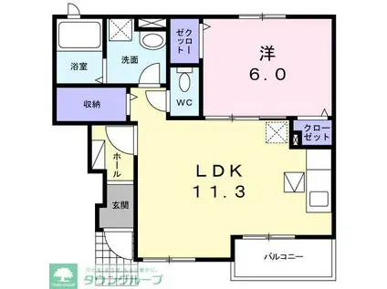 マグノリア・コリーヌ(1LDK/1階)の間取り写真