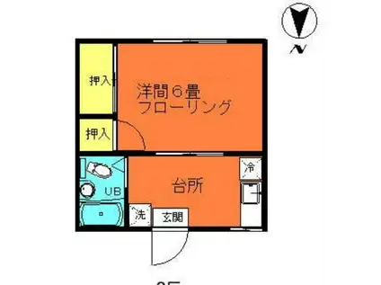 アザレア(1K/2階)の間取り写真