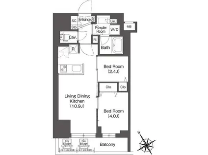 BLUROCK後楽園(2LDK/7階)の間取り写真