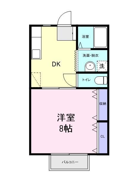 エクセレンスやまだA(1DK/2階)の間取り写真