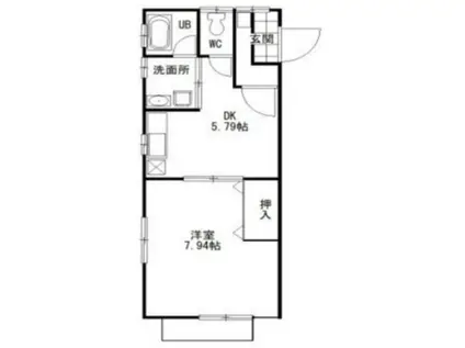 モトハウス(1DK/2階)の間取り写真