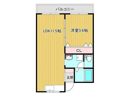 FINE郡元(1LDK/5階)の間取り写真