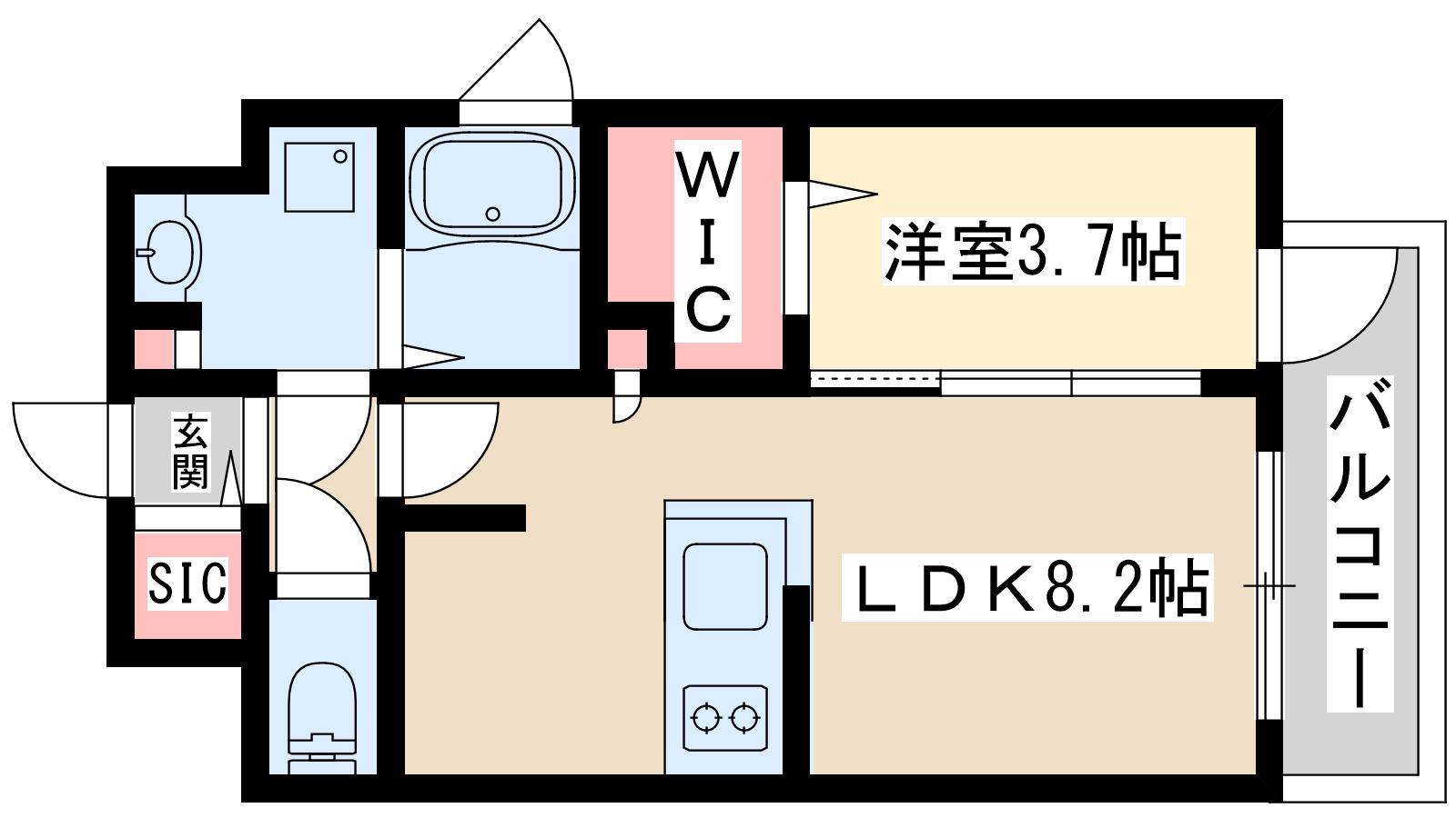 プランドール新北野(1LDK/6階)の間取り写真