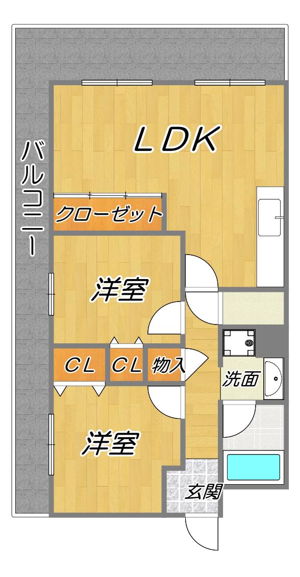 忍ケ丘広々リビング0サニーヒル忍ヶ丘(2LDK/7階)の間取り写真