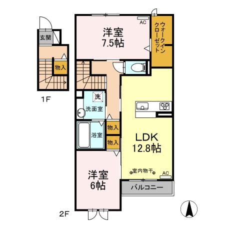 シェノワ・S(2LDK/2階)の間取り写真