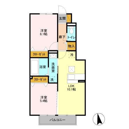 ステアヒルズII(2LDK/1階)の間取り写真