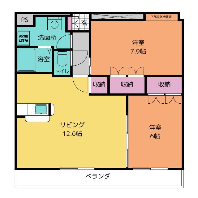 イーストピア(2LDK/2階)の間取り写真