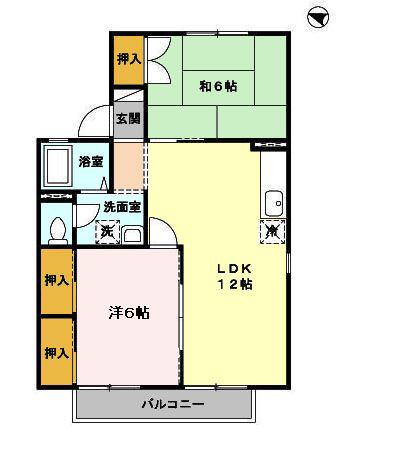 エスボワールA(2LDK/2階)の間取り写真
