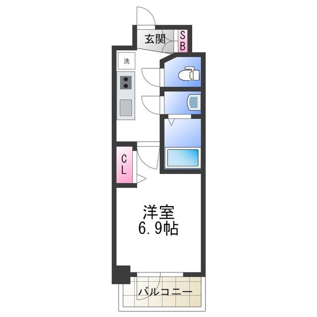 プレサンス天王寺ノースヴィアーレ(1K/2階)の間取り写真