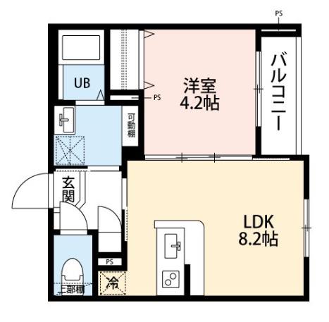 ROBOT HOME 北浦和(1LDK/3階)の間取り写真