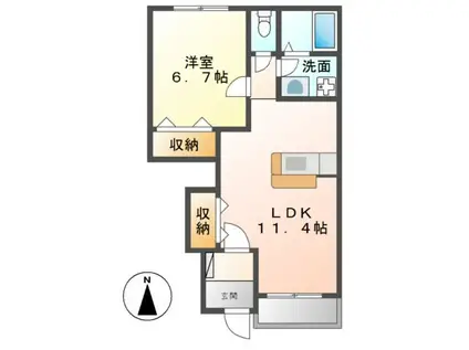 WING COURT SOMEYA(1LDK/1階)の間取り写真