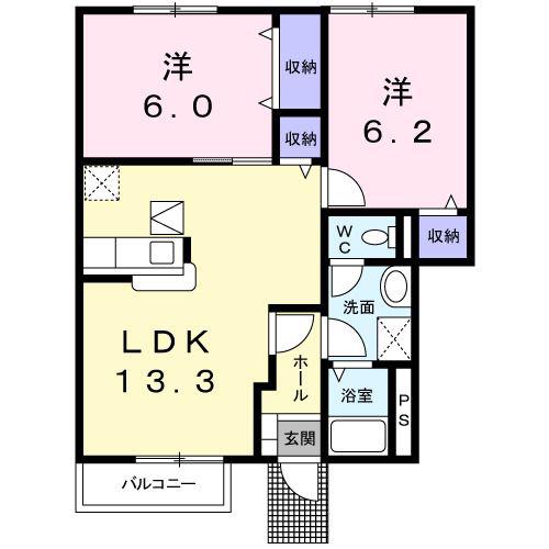 ファースト・ブリッサ(2LDK/1階)の間取り写真
