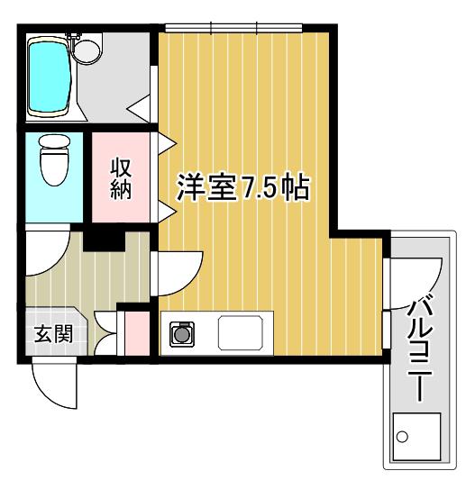 高槻クリスタルビル(ワンルーム/4階)の間取り写真