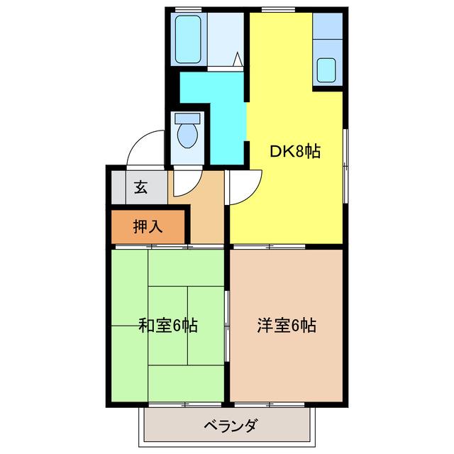ファミール三嶋(2DK/1階)の間取り写真
