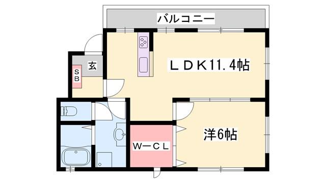 ポーシェガーデン6(1LDK/1階)の間取り写真