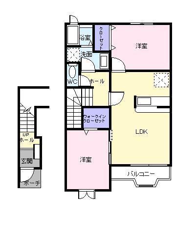 サンライズ福田A(2LDK/2階)の間取り写真