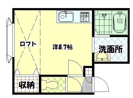 壱刻館II(ワンルーム/2階)の間取り写真